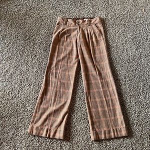 Free People Wide Leg Plaid Trousers
